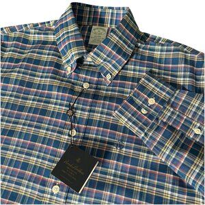 Brooks Brothers Men's BrooksCool Non-Iron Oxford Shirt M Supima Milano Fit Plaid